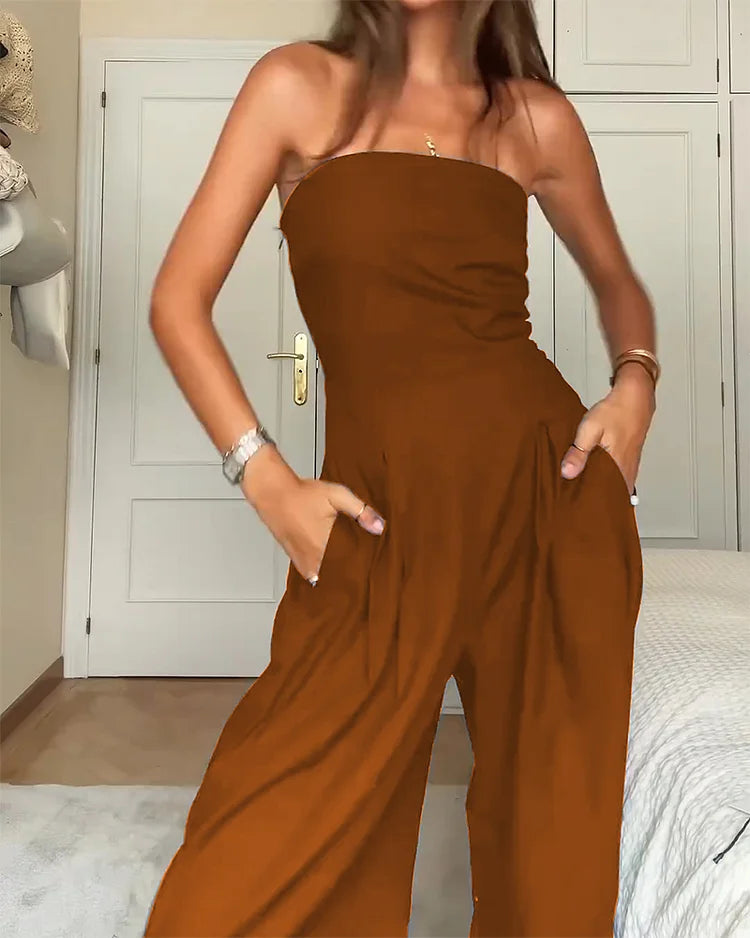 Renata | Elegant strapless jumpsuit for women