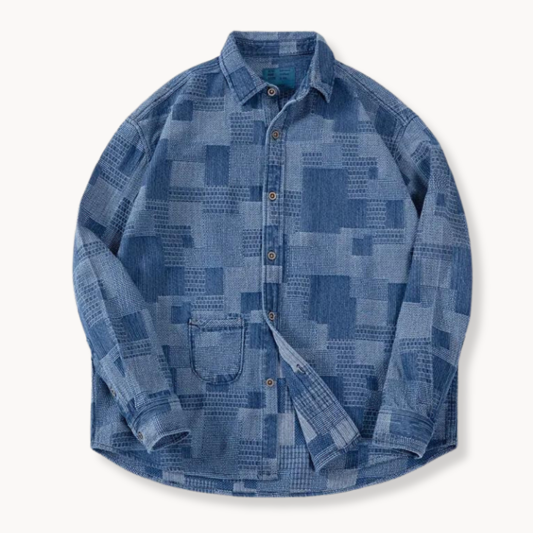 Oversized Patchwork Denim Button Down