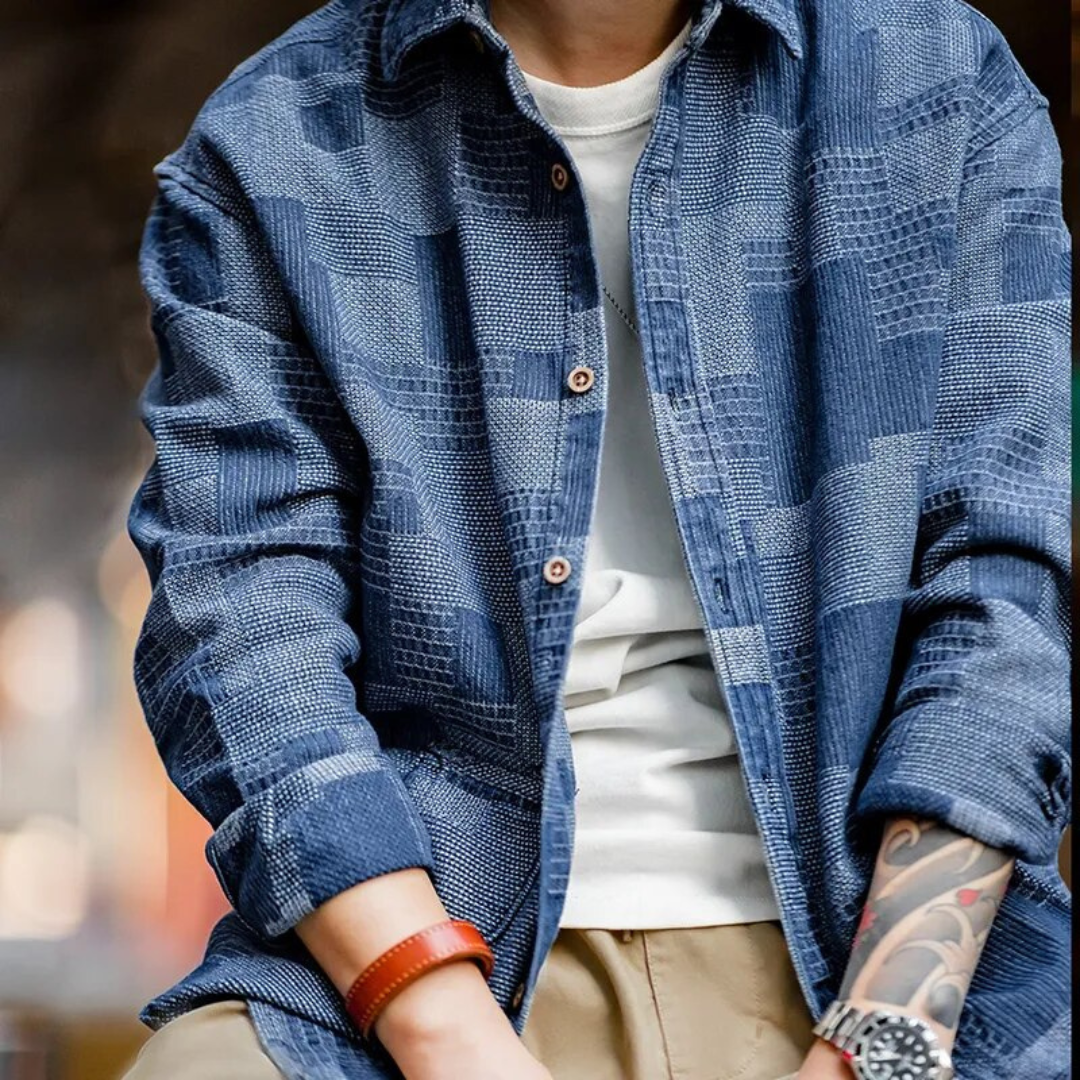 Oversized Patchwork Denim Button Down