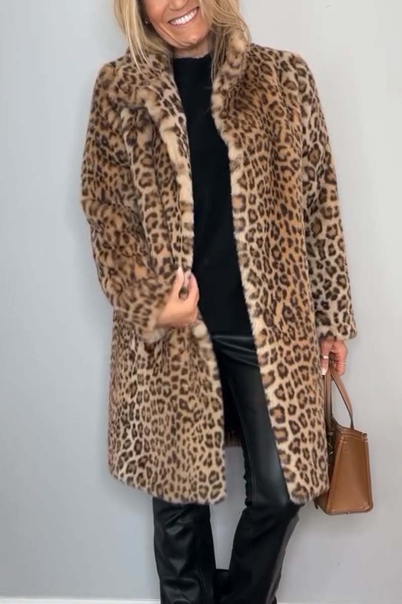 Sage/ Leopard Faux Fur Coat